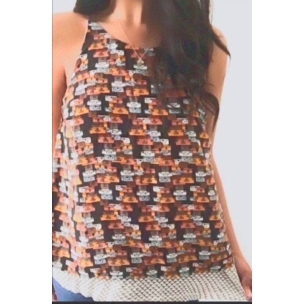 Anthropologie Porridge Retro Suitcase Novelty Print Top